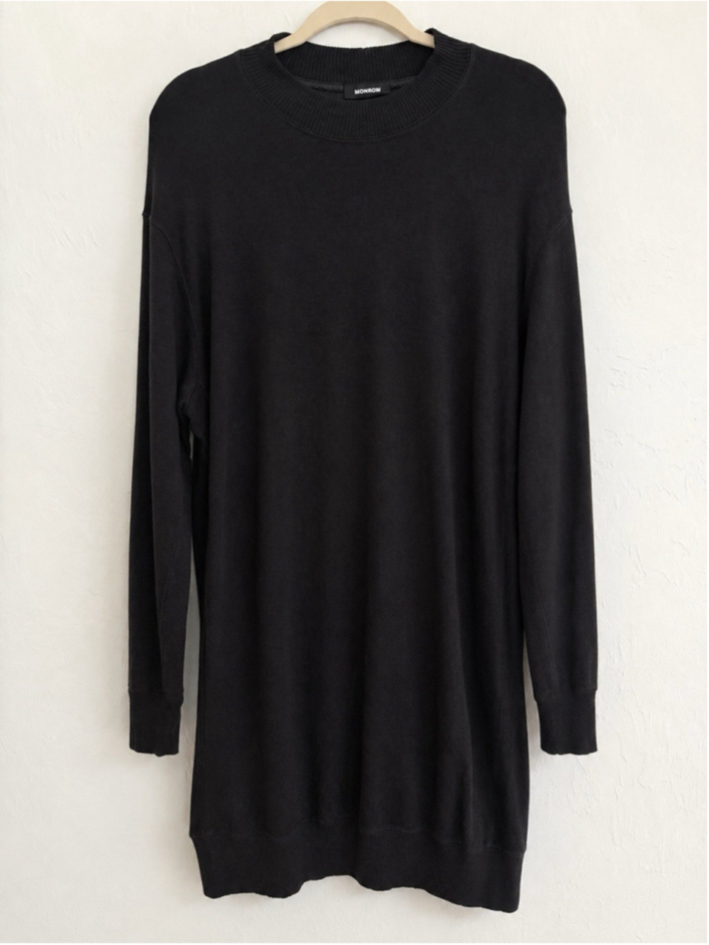 Monrow Black Sweater Dress Supersoft Crewneck Long Sleeve Women’s Sz M Made USA